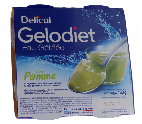 Gelodiet Eau gélifiée saveur pomme Delical - lot de 4 pots de 120g - image 1