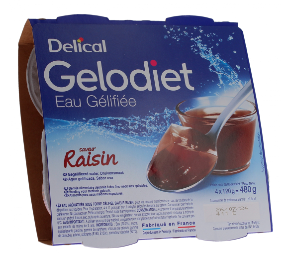 Gelodiet Eau gélifiée saveur raisin Delical - lot de 4 pots de 120g - image 1