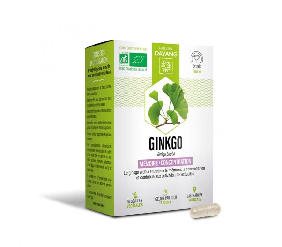 Ginkgo mémoire concentration bio Dayang - boîte de 15 gélules - image 1
