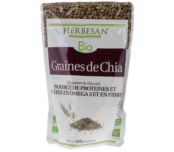 Graines de Chia source de Protéine Herbesan - sachet de 200g de poudre