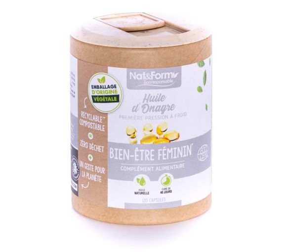 Huile d'onagre Ecoresponsable Nat&Form - Boite de 120 capsules - image 1