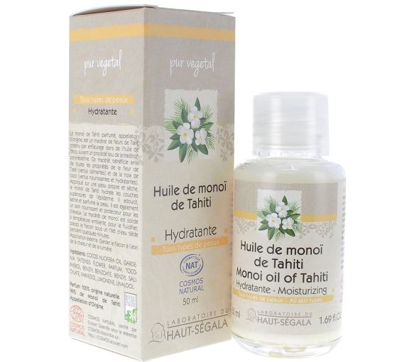 Huile de Monoï de Tahiti Bio Hydratante Laboratoire Haut-Ségala - flacon de 50 ml