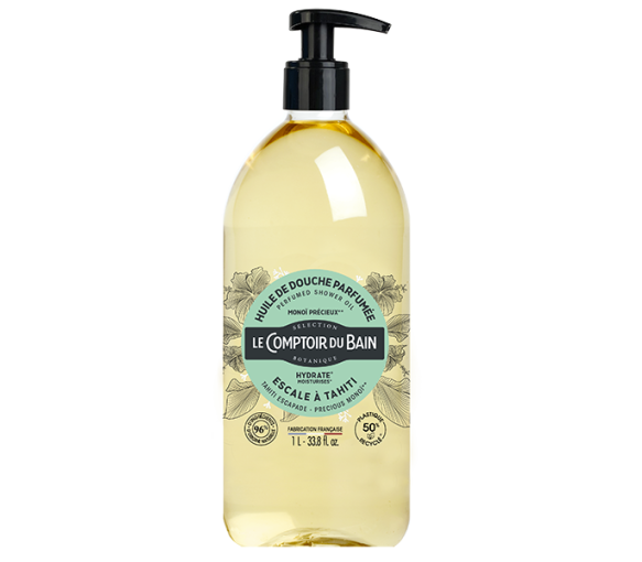 Huile de douche parfumée Escale à Tahiti Le Comptoir du Bain - flacon-pompe de 1 L - image 1