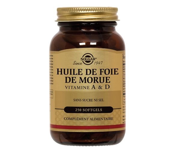 Huile de foie de morue vitamine A & D SOLGAR - Pot de 250 softgels - image 1