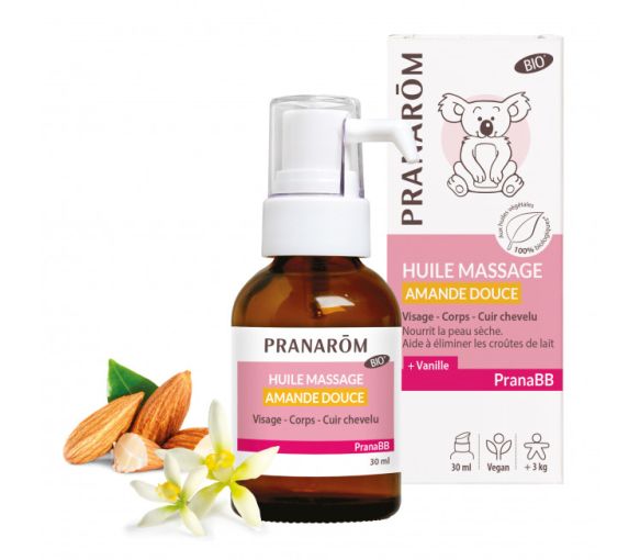 Huile de massage Amande douce bio PranaBB Pranarôm - flacon de 30ml