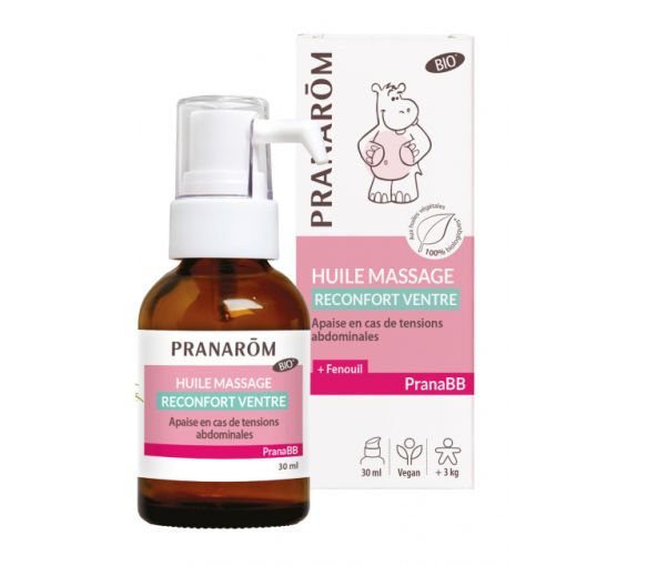 PranaBB Huile de massage bio réconfort ventre Pranarom - flacon de 30 ml