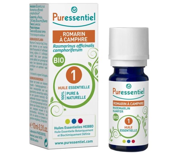 Huile essentielle bio romarin à camphre Puressentiel - flacon de 10 ml