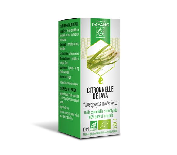 Huile essentielle de Citronnelle de Java bio Dayang - Flacon de 10ml