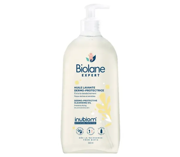 Huile lavante dermo-protectrice Biolane - flacon-pompe de 500ml