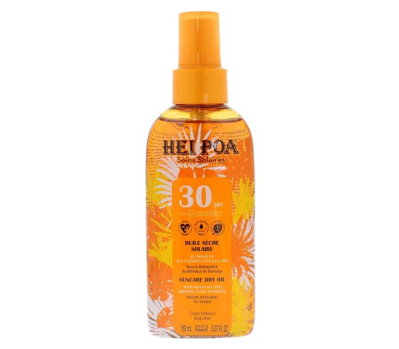 Huile sèche solaire SPF30 Hei Poa - spray de 150ml