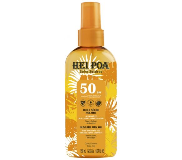 Huile sèche solaire SPF50 Hei Poa - spray de 150 ml
