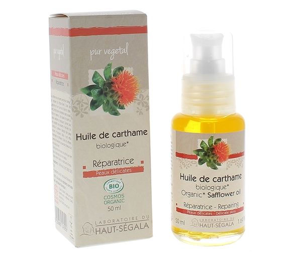 Huile végétale Carthame bio Haut-Ségala - flacon-pompe de 50 ml