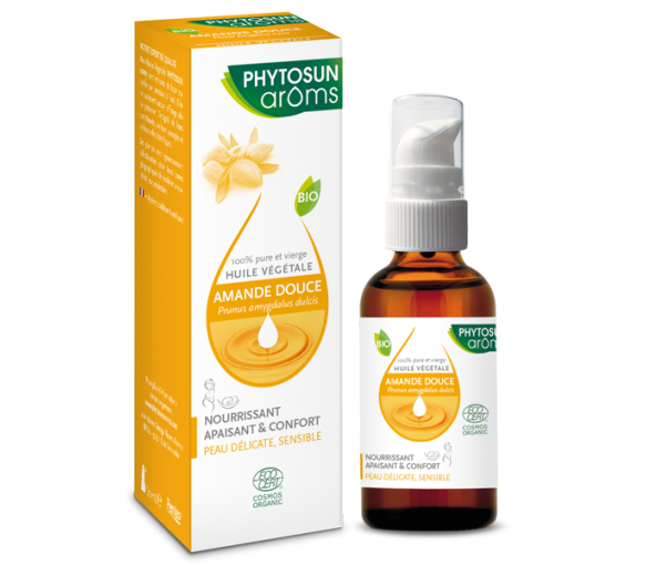 Huile végétale d'amande douce bio Phytosun Arôms - flacon de 50 ml