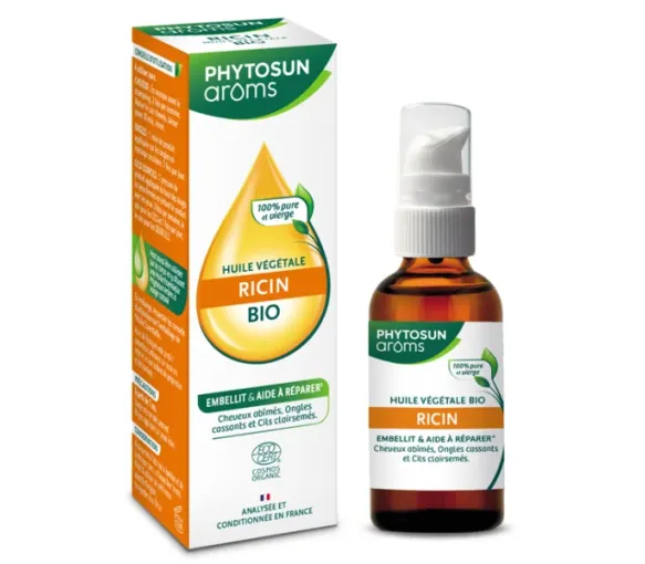Huile végétale de ricin bio Phytosun Arôms - flacon-pompe de 50ml