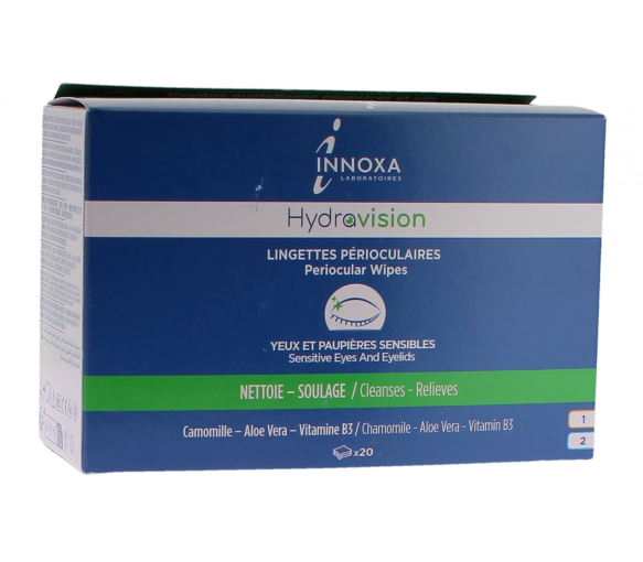 Hydravision lingettes périoculaires yeux et paupières sensibles Innoxa - boite de 20 lingettes - image 1