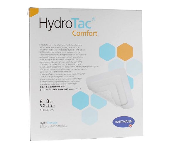 HydroTac Comfort Pansement hydrocellulaire avec gel autoadhérent 8x8cm Harmann - boîte de 10 pièces