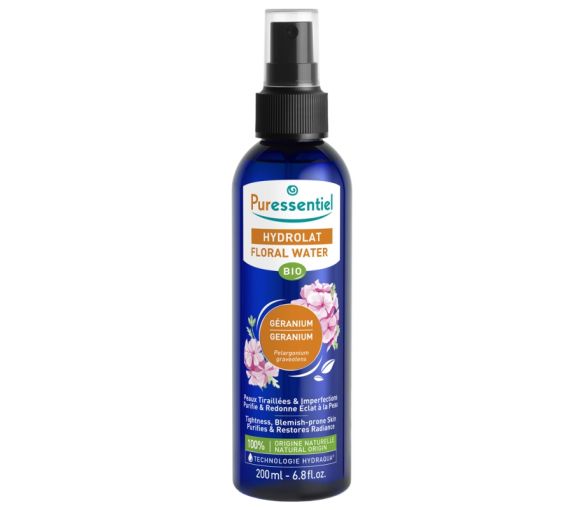 Hydrolat eau florale géranium bio Puressentiel - spray de 200 ml