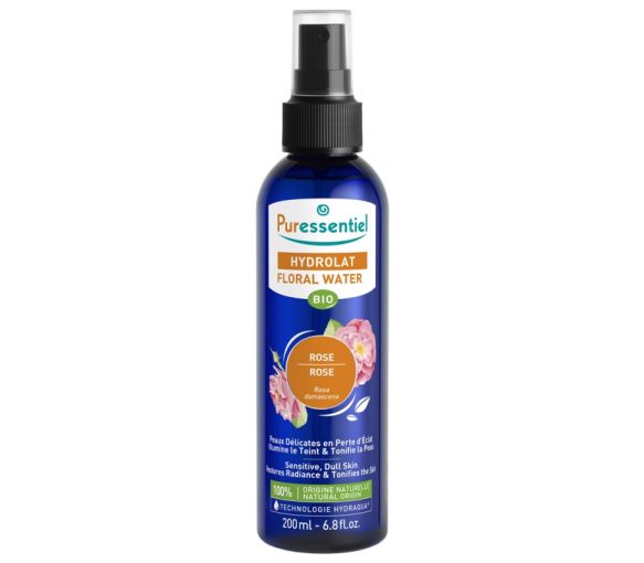 Hydrolat eau florale rose bio Puressentiel - spray de 200 ml