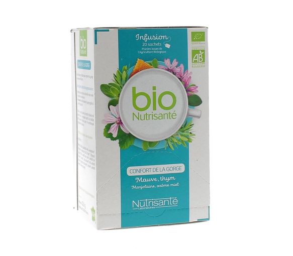 Infusion BIO confort de la gorge Nutrisanté - boîte de 20 sachets