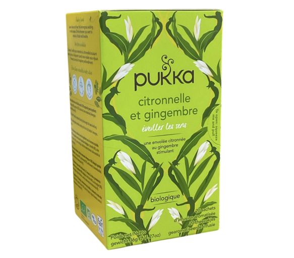 Infusion citronnelle et gingembre Pukka - boite de 20 sachets