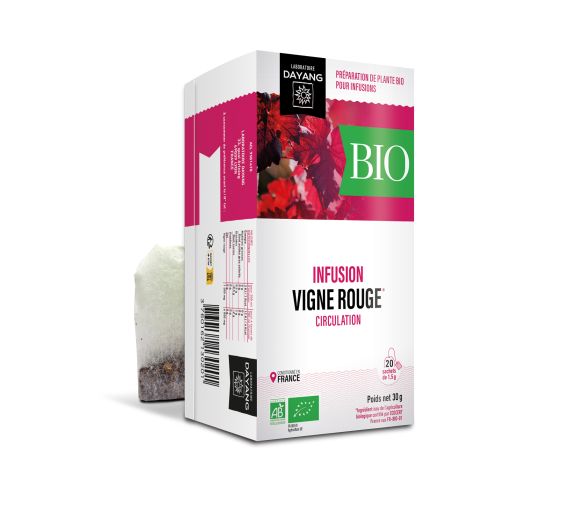 Infusion Vigne rouge bio jambes légères Dayang - boîte de 20 sachets