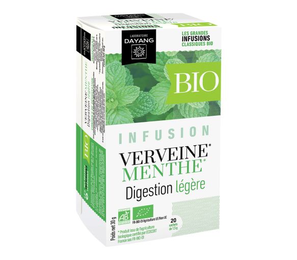 Infusion menthe verveine BIO digestion légère Dayang - boîte de 20 sachets