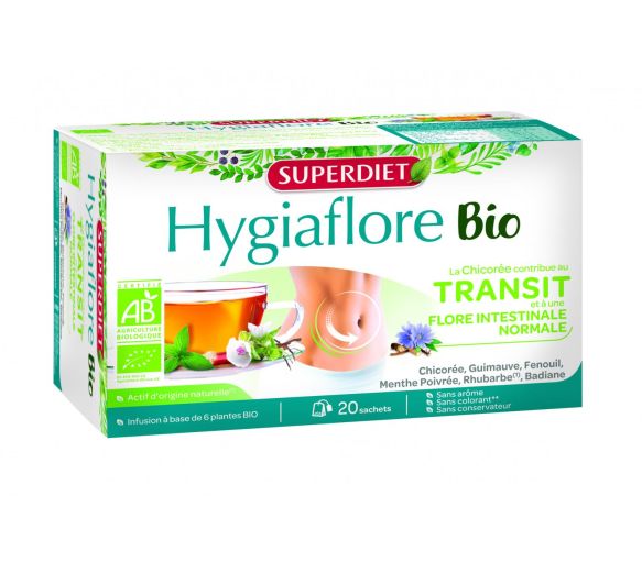 Infusion transit Hygiaflore bio Superdiet - boîte de 20 sachets
