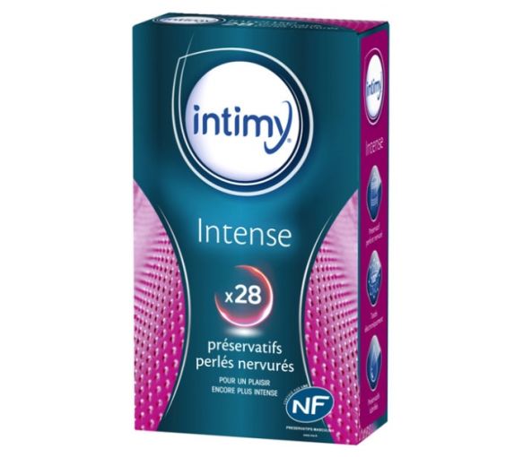 Intense préservatifs perlés nervurés Intimy - boîte de 28 préservatifs
