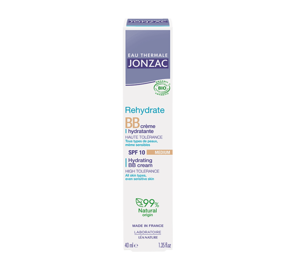 Rehydrate BB crème hydratante bio SPF 10 teinte médium Jonzac - flacon de 40 ml