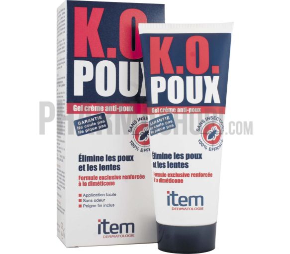 K.O. poux gel crème anti-poux élimine poux et lentes - Tube de 100 ml
