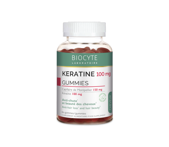 Kératine 100mg anti-chute et beauté des cheveux Biocyte - pot de 60 gummies