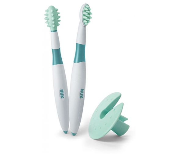 Kit éducatif d'hygiène dentaire 6 mois+ NUK - 2 brosses + 1 bague de protection