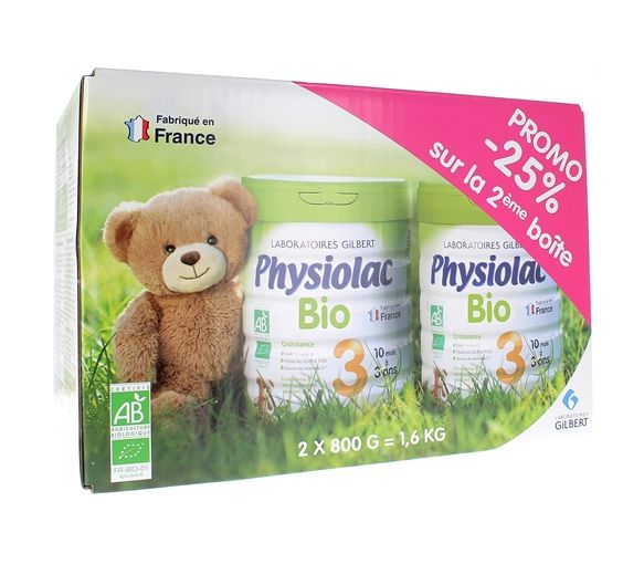 Lait Croissance 3ème âge Physiolac bio - lot de 2x800 g