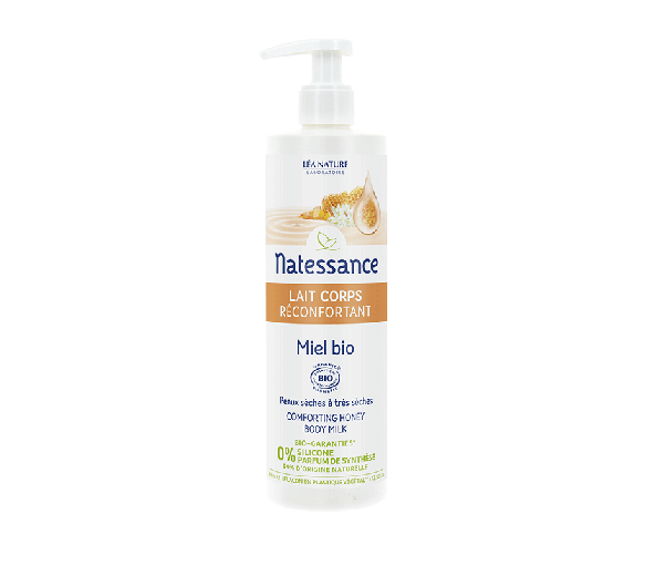 Lait corps réconfortant miel bio Natessance - flacon-pompe de 400ml
