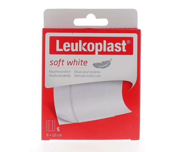 Leukoplast Soft White Pansements à découper BSN Médical - boîte de 5 pansements de 8x10cm
