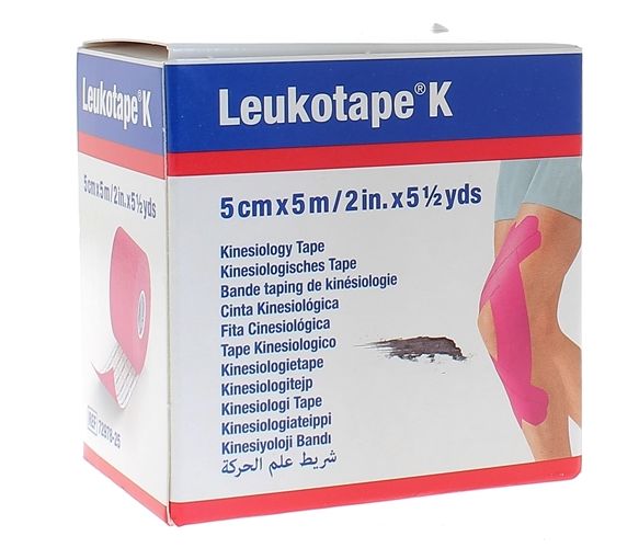 Leukotape K bande adhésive élastique Rose BSN medical - bande de 5 cm x 5 m