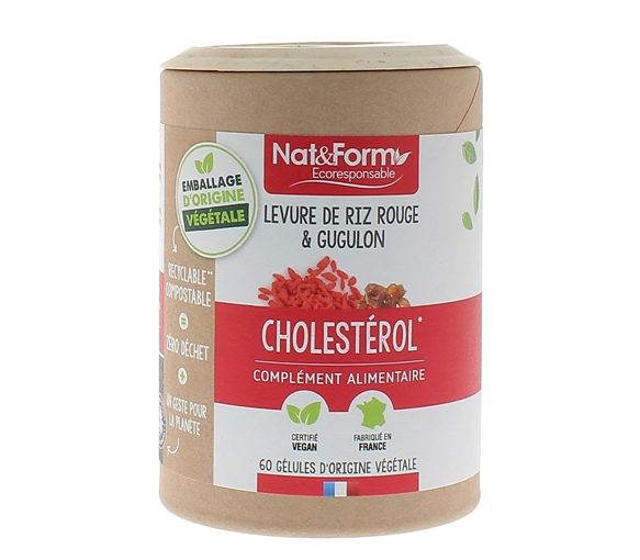 Levure de riz rouge & gugulon Cholestérol Nat&Form - pot de 60 gélules