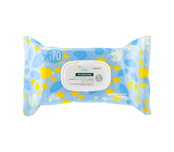 Lingettes nettoyantes douces bébé Klorane - paquet de 70 lingettes - image 1