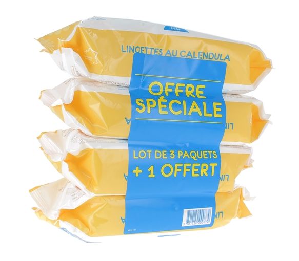 Lingettes au calendula bébé Gifrer - lot de 4 x 70 lingettes