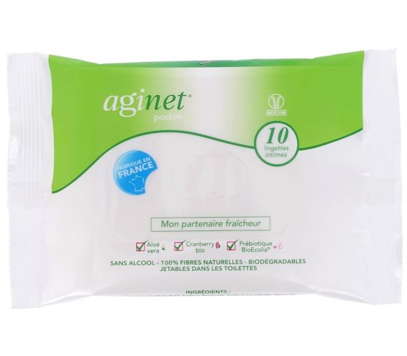 Lingettes intimes Aginet pocket - paquet de 10 lingettes