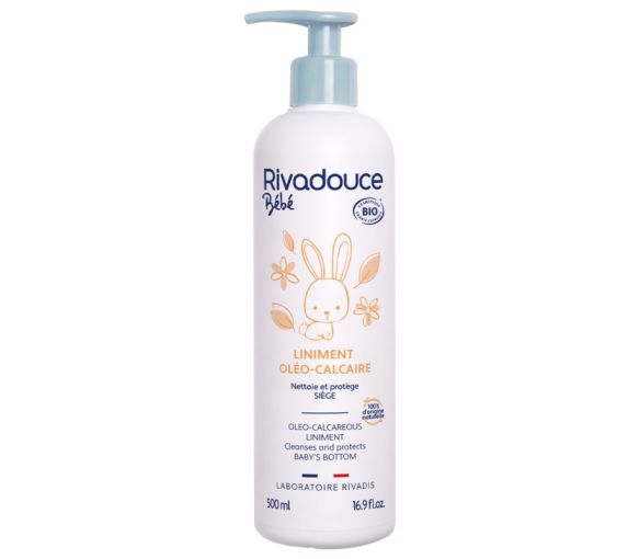 Liniment nettoyant change bébé bio Rivadouce - flacon-pompe de 500 ml