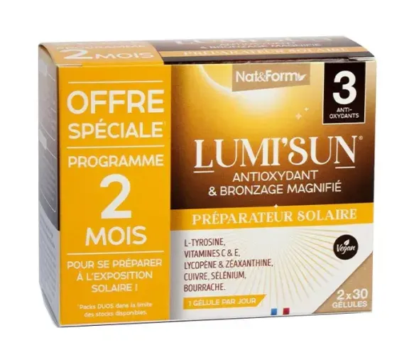 Lumi'sun préparateur solaire Nat&Form - lot de 2 boites de 30 gélules - image 1