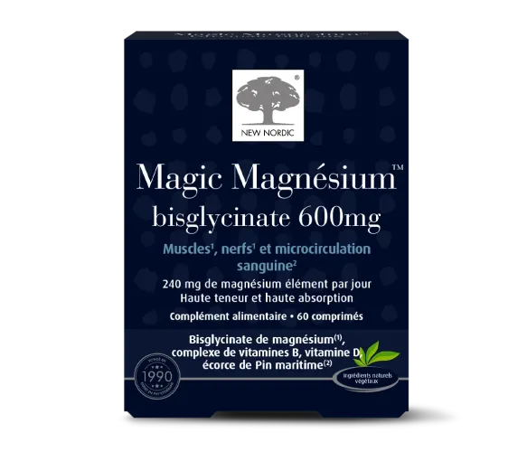 Magic magnésium bisglycinate 600mg New Nordic - boite de 60 comprimés
