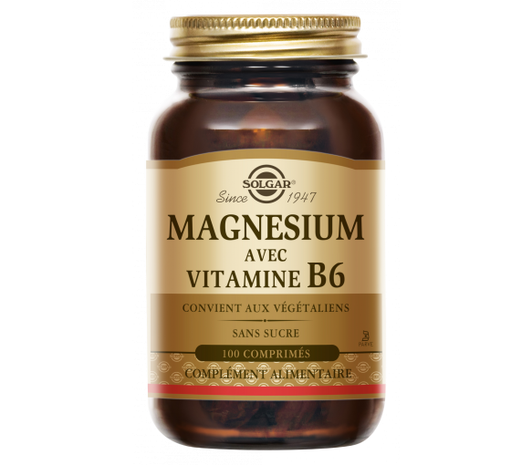 Magnésium avec vitamine B6 Solgar - pot de 100 comprimés - image 1