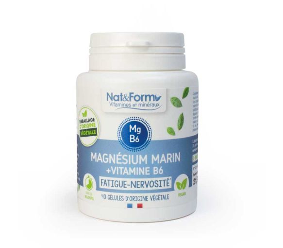 Magnésium marin + vitamine B6 fatigue et nervosité Nat&Form - boîte de 40 gélules - image 1