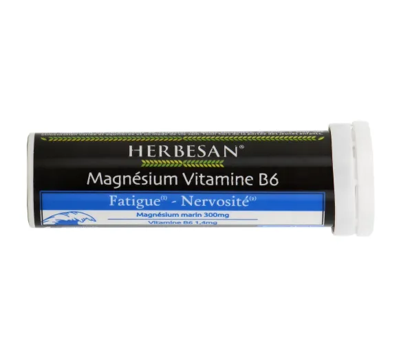 Magnésium vitamine B6 fatigue nervosité Herbesan - boîte de 15 comprimés