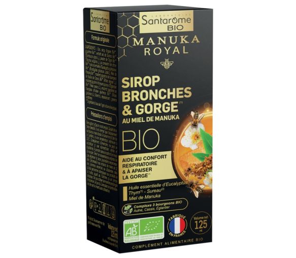 Manuka Royal Sirop bronches & gorge au Miel de Manuka bio Santarome - flacon de 125 ml - image 1