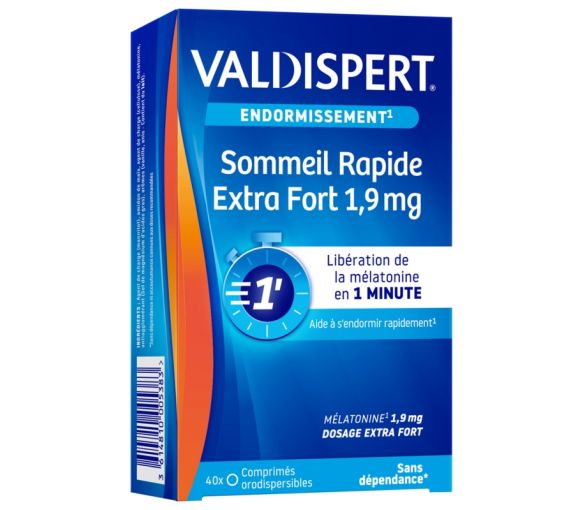 Sommeil rapide extra fort 1,9 mg Valdispert - boîte de 40 comprimés orodispersibles - image 1