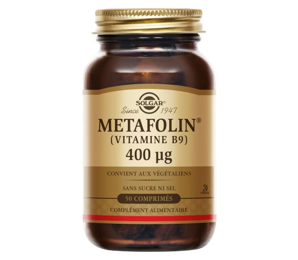 Metafolin 400 µg (vitamine B9) Solgar - boîte de 50 comprimés - image 1