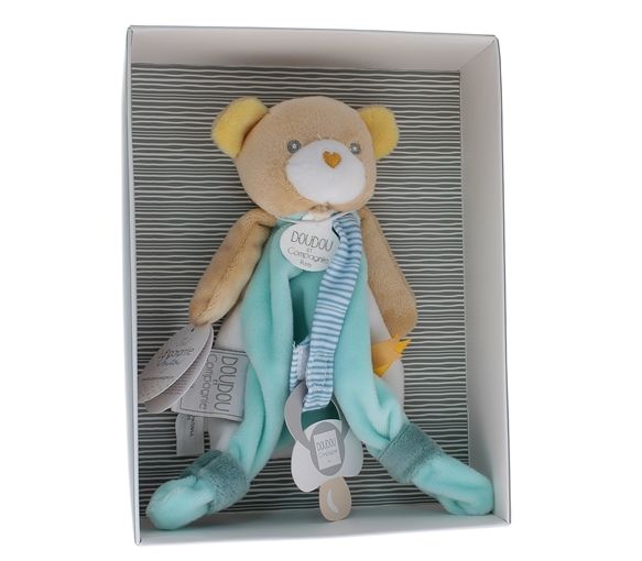 Mini doudou ours attache sucette Doudou et compagnie - boîte avec doudou de 15 cm - image 1
